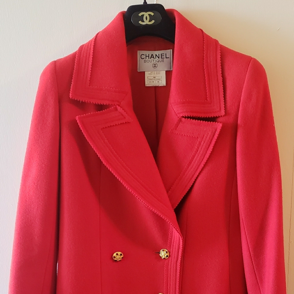 Chanel Vintage 96A Gripoix Button Red Jacket RARE